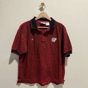 Vintage Reebok Red Polo Embroidered Wisconsin Shirt top